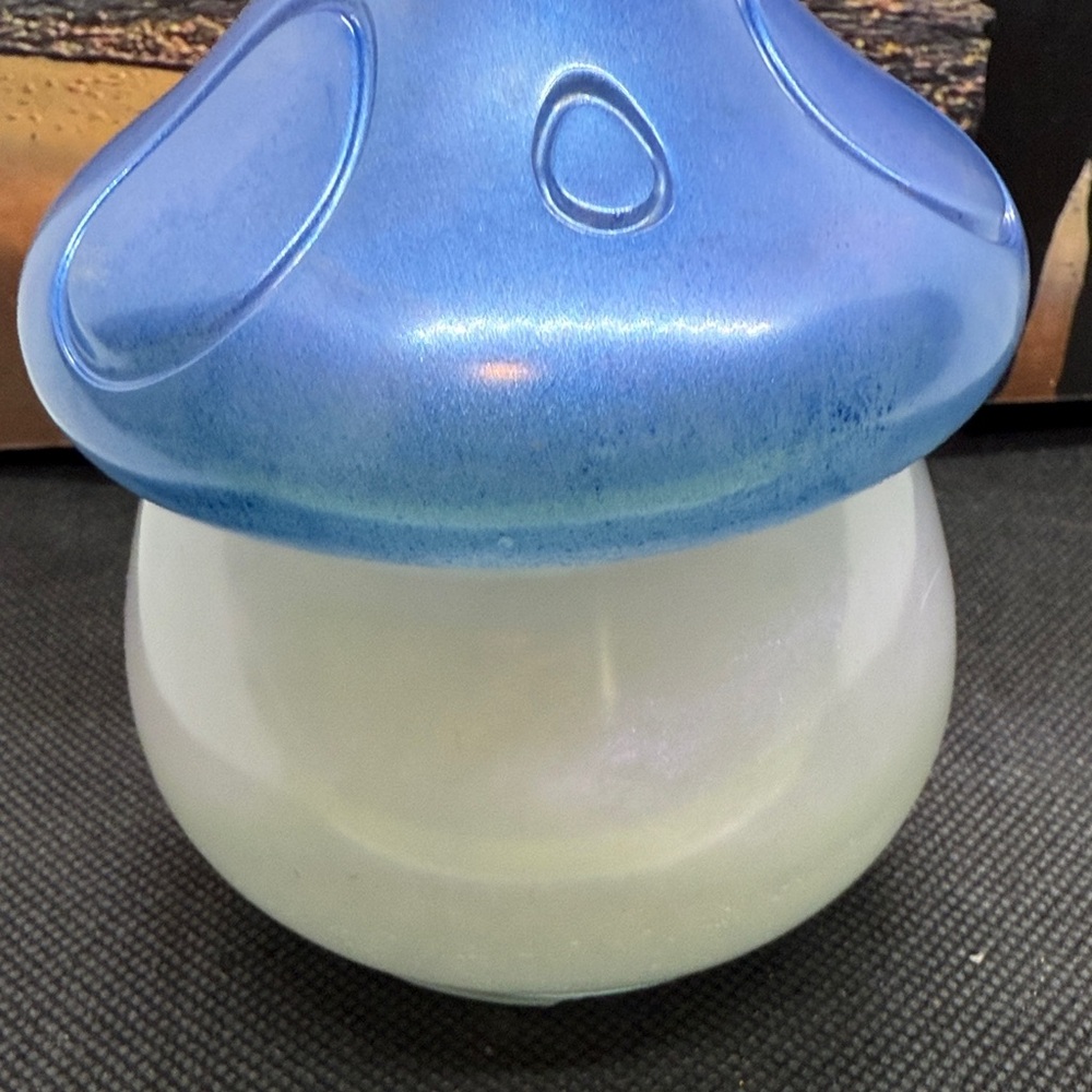 Whimsical Resin with Blue, White Mushroom Jar - Picture 4 of 4